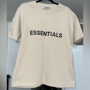 Men’s Size XS Fear of God Essentials Cream T-Shirt Applique Logo SS20